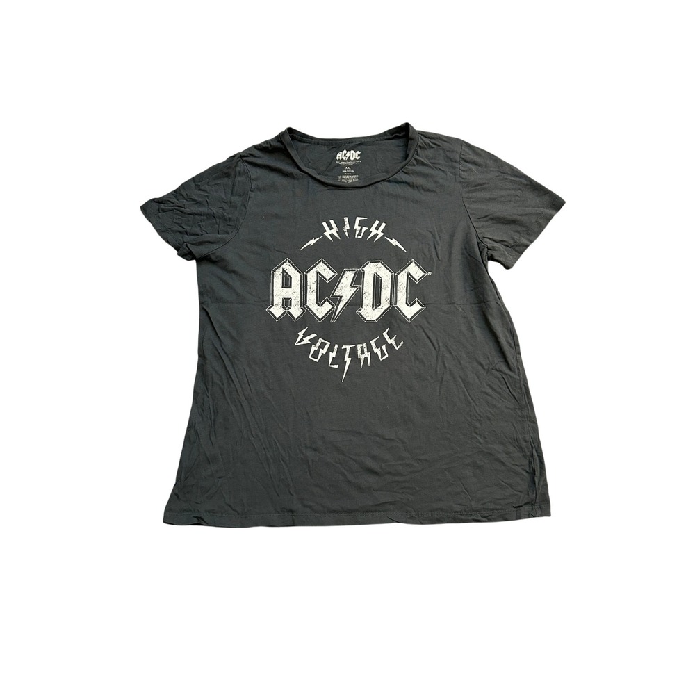 AC/DC High Voltage TShirt Women XXL Gray Excellent Graphic Band Tee Short Sleeve